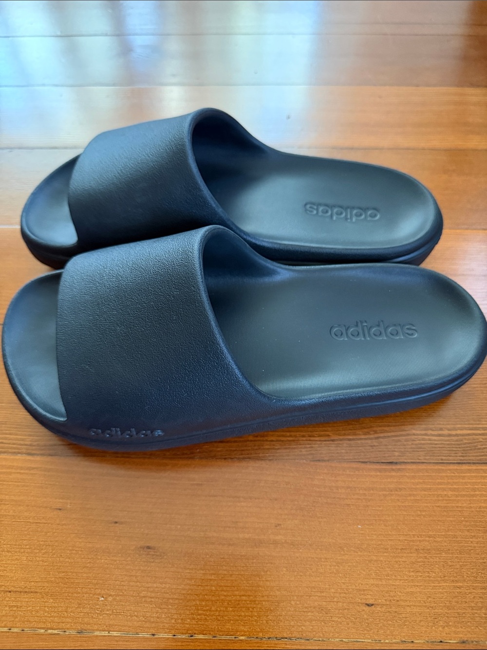 adidas Black Slide Sandals - Contour Footbed Slip-Ons